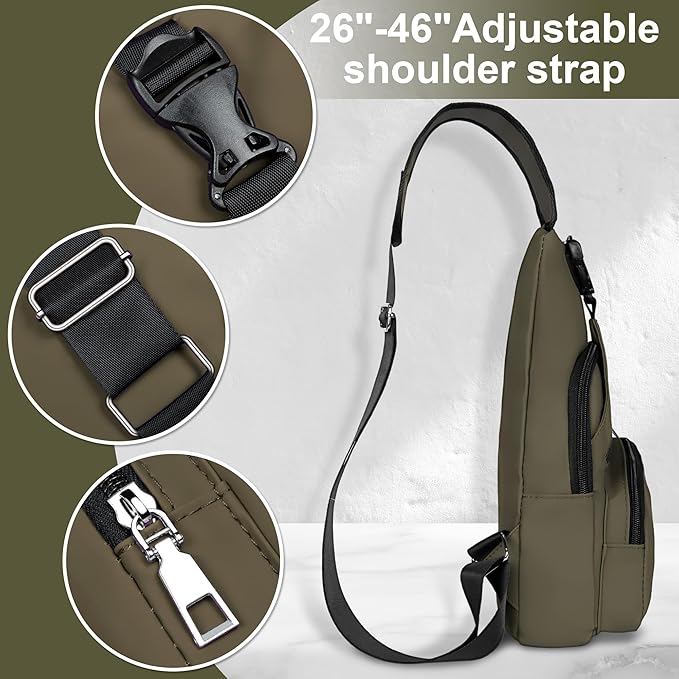 Sling Bag for Women Mens Crossbody Bag, Chest Bag Sling Backpack with USB Charging Port for Walking Hiking