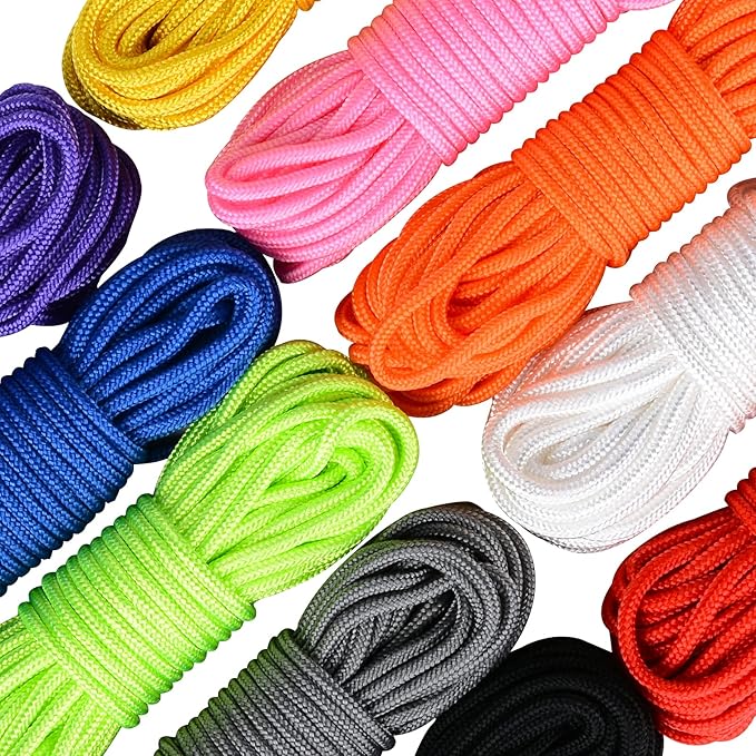 MONOBIN Micro Paracord,2mm 10Colors 20FT Paracord Combo Kit with Paracord Instructions and Charms for Making Paracord Bracelets, Lanyards, Jewelry Making