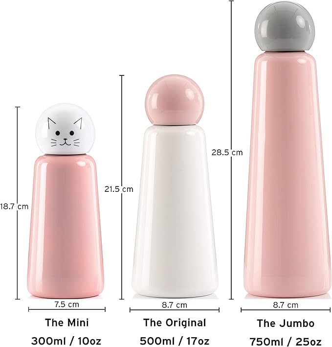 Stainless Steel Water Bottle | 300ml Insulated Water Bottle BPA Free | Cold for 24+ Hours, Hot for 12 | Sky Blue & White Wink by Lund London (7159)