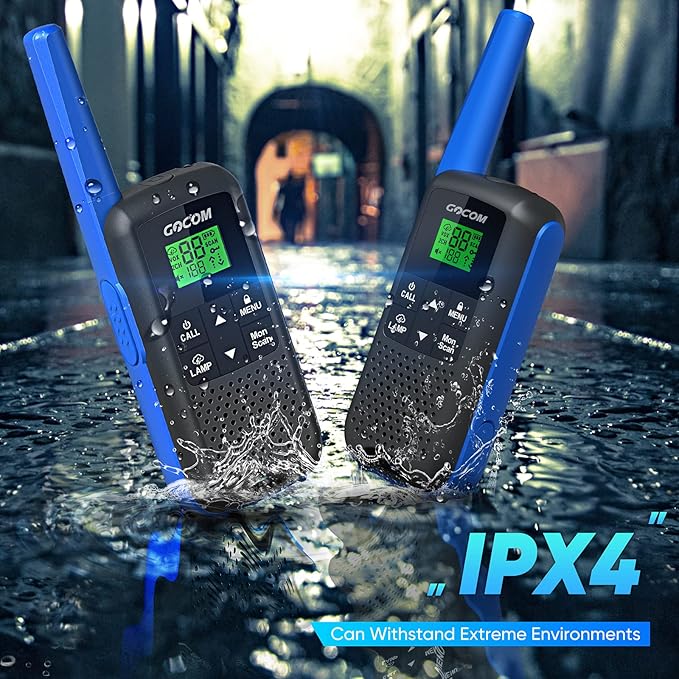 Adults Walkie Talkies Long Range - GOCOM G600 FRS IPX4 Waterproof Two Way Radio Rechargeable with 22 Channel, NOAA Weather Alerts and Flashlight for Outdoor Camping Biking Hiking (G600-4Pack)
