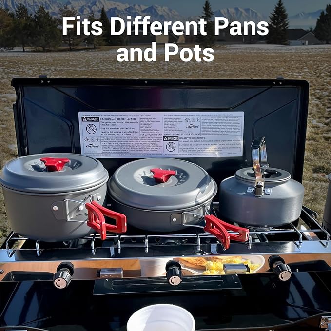 Camping Stove 3 Burner 20400 BTU Propane Portable Stove with Regulator, Toast Tray, Windshield for Car Camping BBQ Picnics Outdoor Cooking Camping Stove