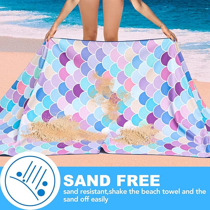 2 Pack Microfiber Beach Towel, Oversized Pool Towel 75”x 35”, Sand-Free Beach Towel, Quick Drying Camping Towel, Super Absorbent Bath Towel Blanket, Soft Breathable and Lightweight