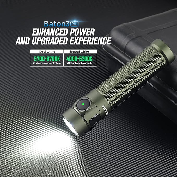 OLIGHT Baton3 Pro Rechargeable Flashlights, 1500 Lumens EDC Flashlight with MCC3, Compact Pocket Flashlight with L-Shape Stand and High-Performance LED for Camping and Emergency (Neutral White)