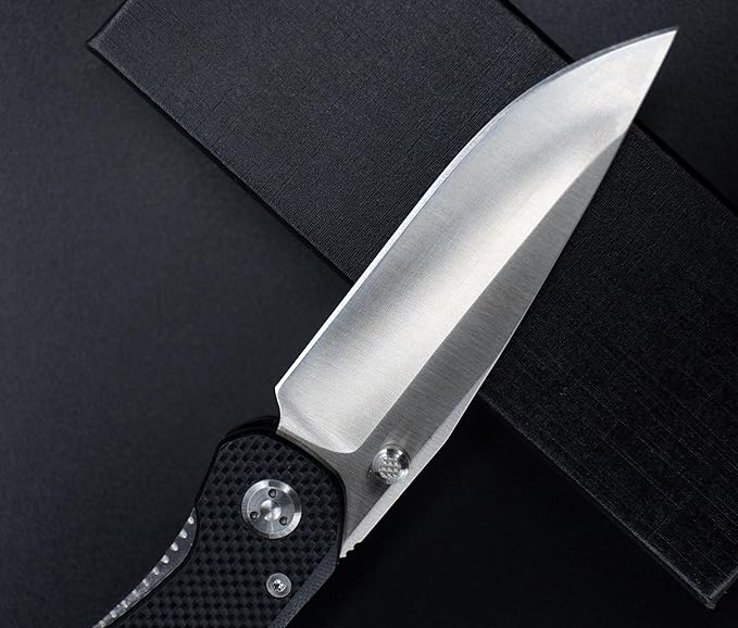 FD03 Folding Pocket Knife, 9Cr13MoV Stainless Steel Blade G10 Handle EDC Pocket Knife for Men and Women, Camping Hunting Hiking Fishing Knives Tools (White)