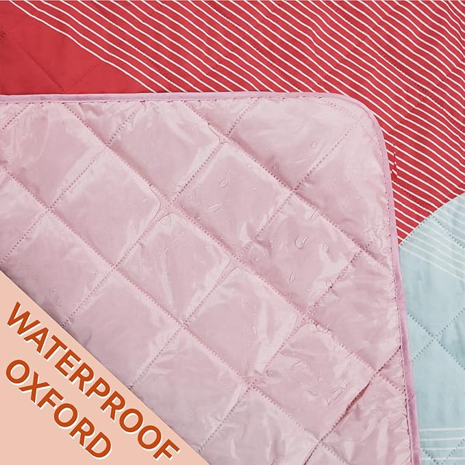 Whale Flotilla Extra Large Waterproof Picnic Blankets 60"x80", Foldable Lightweight Outdoor Blanket for Camping, Hiking, Traveling, Soft Portable Easy to Clean Picnic Mat for Beach Grass Park, Brown