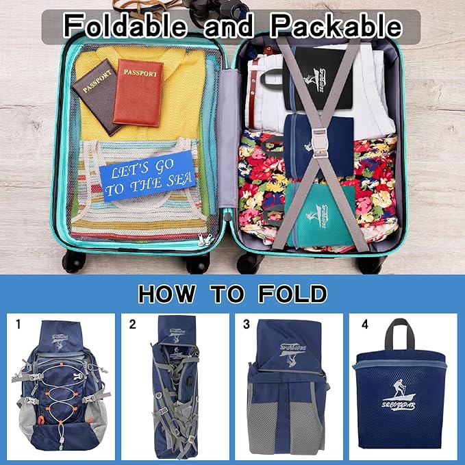 Hiking Backpack Packable 40L Foldable Camping - Lightweight Travel Daypacks Water-resistant Backpacks Outdoor Sports for Men Women (Blue)