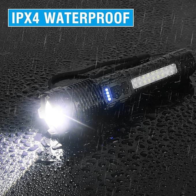 A76 Rechargeable Flashlights 20000 High Lumens - Brightest LED Flash Light 7 Modes with COB Side Light,High Powered Handheld Flashlight for Emergency Camping