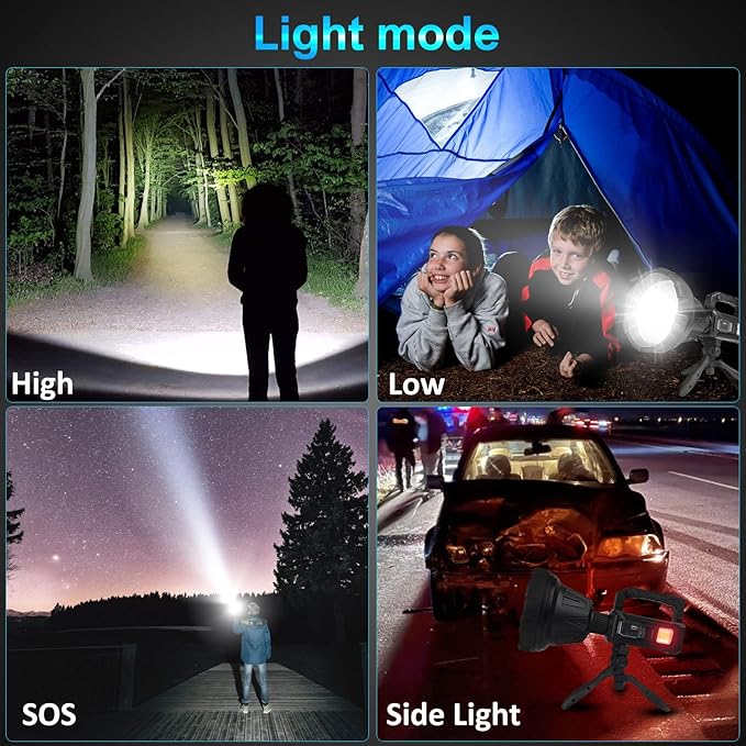 Foleto Rechargeable LED Spotlight Flashlights 100000 High Lumens XHP90 Lamp 6.5 Inch (XXL-Large)
