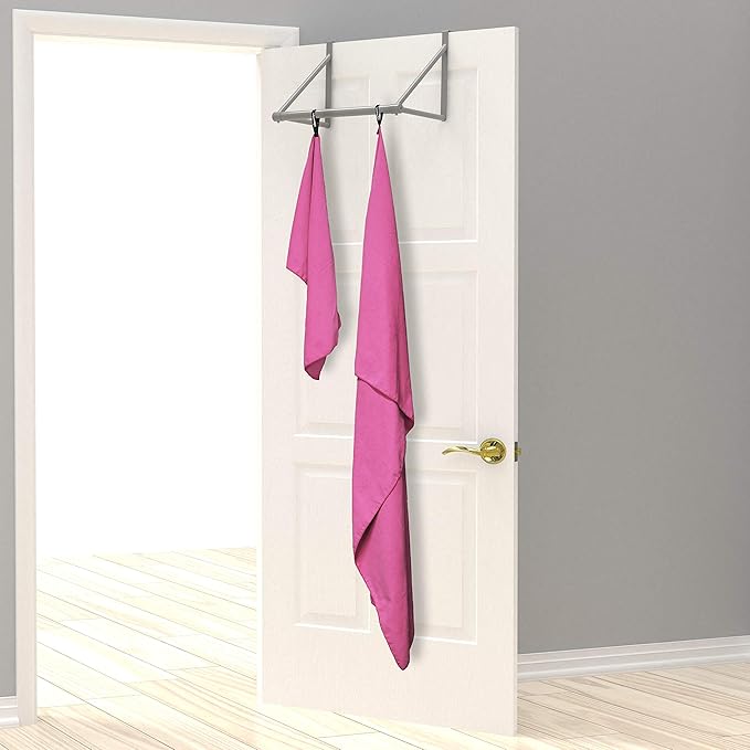 EPAuto 2-Pack Microfiber Fast Drying Travel Gym Towels, Pink, (60''x30'', 24''x15'')
