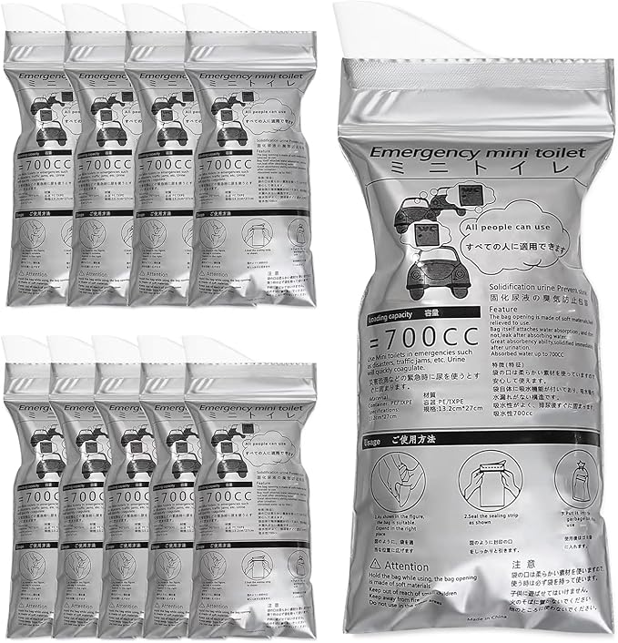 10PCS Disposable Urine Bags, Portable Camping Pee Bags, 700ml Travel Pee Bags for Emergencies, Camping, Travel, and Traffic Jams - Suitable for Outdoor Use