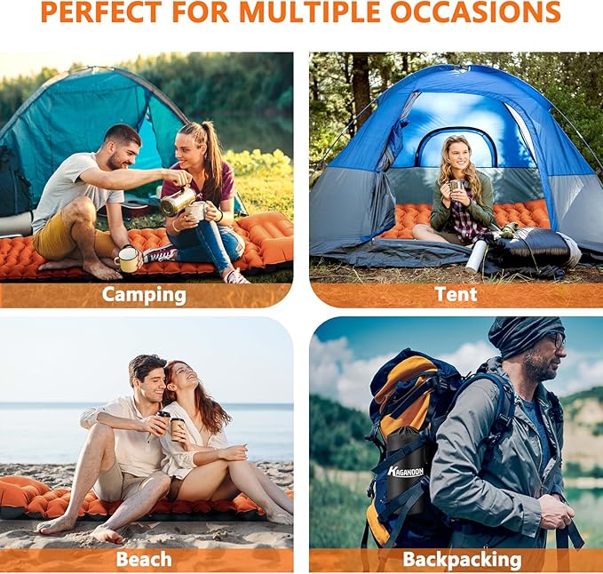 Sleeping Pad for Camping, Ultralight Inflatable Camping Mat with Pillow Built-in Foot Pump Sleeping Pads, Compact & Lightweight Air Mattress for Camping, Backpacking, Hiking