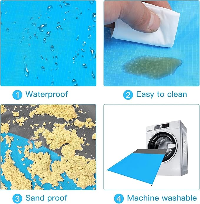 BYDOLL Beach Blanket Waterproof Sandproof 78''×81'' 1-7 Adults Oversized Lightweight Large Picnic Mat Waterproof Sandproof Blanket for Beach