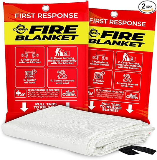 Mart Cobra Emergency Fire Blanket for Home and Kitchen - 2 Pack - Fire Blankets Emergency for Home 40” x 40” - Fire Suppression Blanket - Home Safety