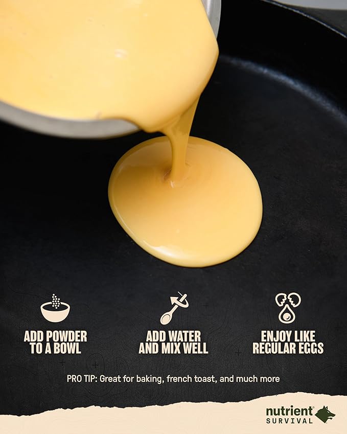 Nutrient Survival Vitamin Powdered Eggs Blend, Freeze Dried Prepper Supplies & Emergency Food Supply, 33 Essential Nutrients, Gluten Free, Shelf Stable Up to 25 Years, One Can, 70 Egg Equivalent
