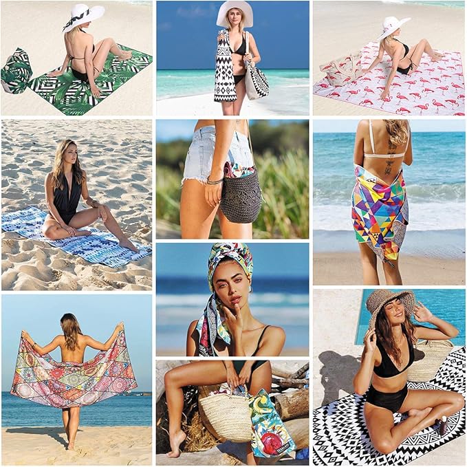 Alpaca Cactus Oversized Microfiber Pool Sandproof Camping Towel - 72"x36" Quick Fast Dry Sand Free Proof Extra Large Big Outdoor Travel Rack Swim Micro Fiber Blanket Yoga Mat Personalized Women Men