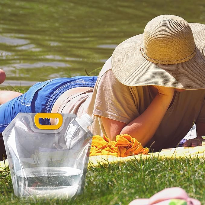 4Pack Collapsible Emergency Outdoor Folding Water Jug Container Bag Freezable, BPA Free Plastic Water Storage Cube for Camping Riding Mountaineer Backpacking, Food Grade