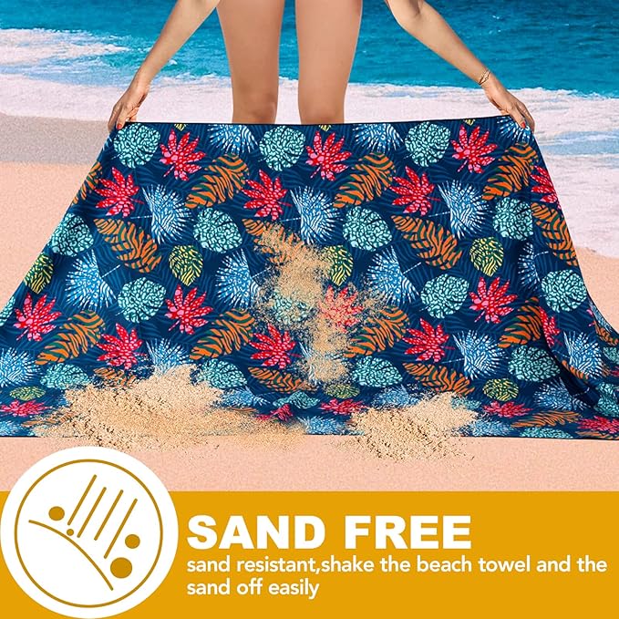 2 Pack Microfiber Beach Towel, Oversized Microfiber Pool Towel 75”x 35”, Sand-Free Beach Towel, Quick Drying Camping Towel, Super Absorbent Bath Towel Blanket, Soft Breathable and Lightweight