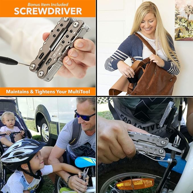 15in1 Multitool Pocket Knife - Amazon Amazon for Men for Men - Portable Heavy Duty Folding Utility Multi Tool - Multipurpose All In One for Camping Survival Travel Home