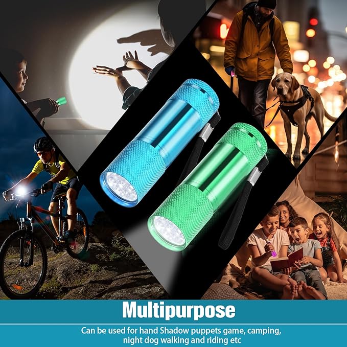 VIHOSE 12 Pcs Mini Flashlights Bulk, Bright Aluminum Handheld Flash Lights with Lanyard, Small LED Flashlights for Kids Night Reading Emergency Hurricane Camping Hiking Party Favors(Bright Colors)
