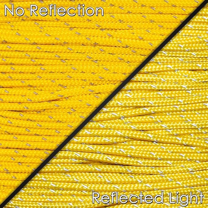 West Coast Paracord – 95 Tensile Strength - 1 Strand Reflective Paracord (50 Feet, Yellow)