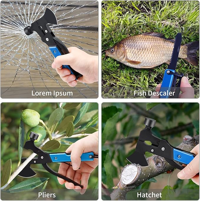 Multitool Camping Accessories 17 in 1 Camping Survival Gear and Equipment Great Christmas Gifts for Men Dad Husband Outdoor Adventure Enthusiast