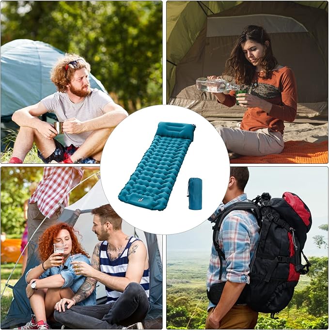 Moisture-Proof & Waterproof Portable Air Mattress for Hiking/Camping/Picnic, Nylon Connectable Outdoor Air Cushion Sleeping Pad for Sightseeing/Backpacking/Trekking