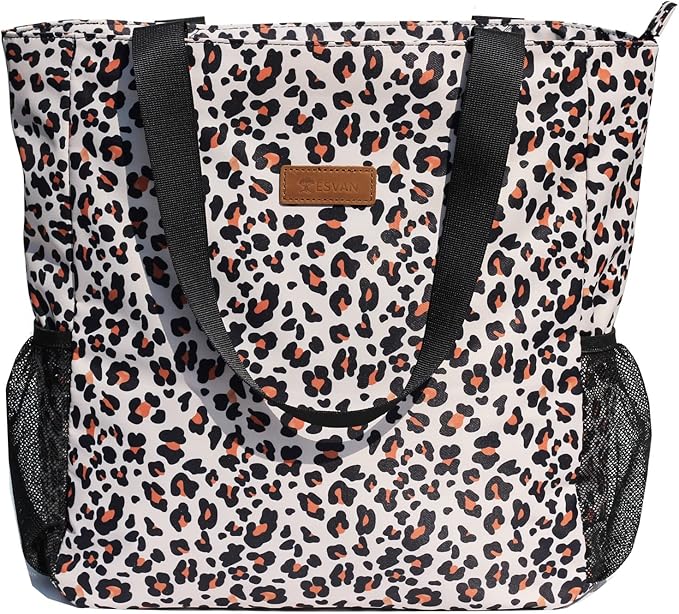 ESVAN Original Floral Water Resistant Large Tote Bag Shoulder Bag for Gym Beach Travel Daily Bags Upgraded