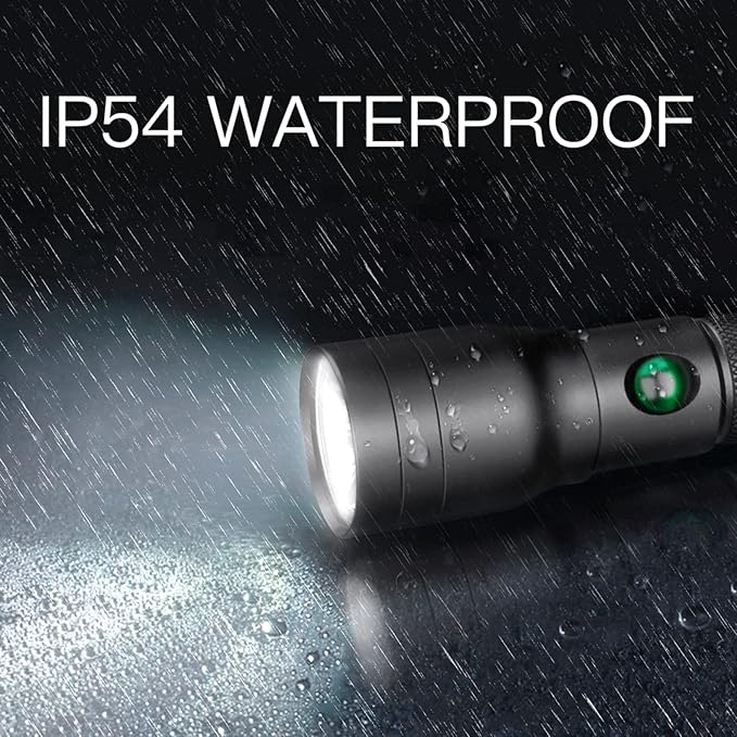 High Power LED Flashlight USB C Rechargeable, 600 Lumen Tactical Flashlight IP65 Waterproof Handheld Flashlight for Emergency,Police Law Enforcement,Hunting,Camping,Hiking