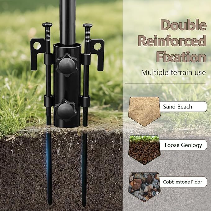 Camping Tarp with Poles & Retainer,15x12.5FT Large Waterproof 210D Oxford Cloth Camping Canopy, UV Blocking Rate 99.99% Tent Tarp Car Awning for Outdoor, Picnic, Hammock, Car, Backpacking(Khaki-Black)