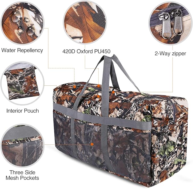 REDCAMP Foldable Travel Bag, Large Sports Bag, 75L/96L/100L, Lightweight Waterproof Tote Bag