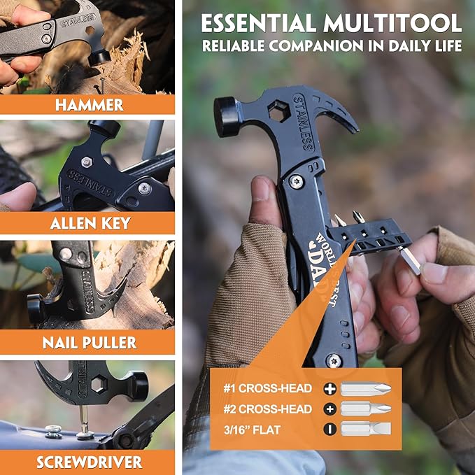 Fathers Day Ideal Gifts for Dad - Dad Gifts from Daughter Wife Son, Gifts for Dad - Fathers Day Best Dad Ever Gifts, Dad Birthday Gift -Multitool Hammer, Christmas Dad Gifts for Step dad, Husband, Men