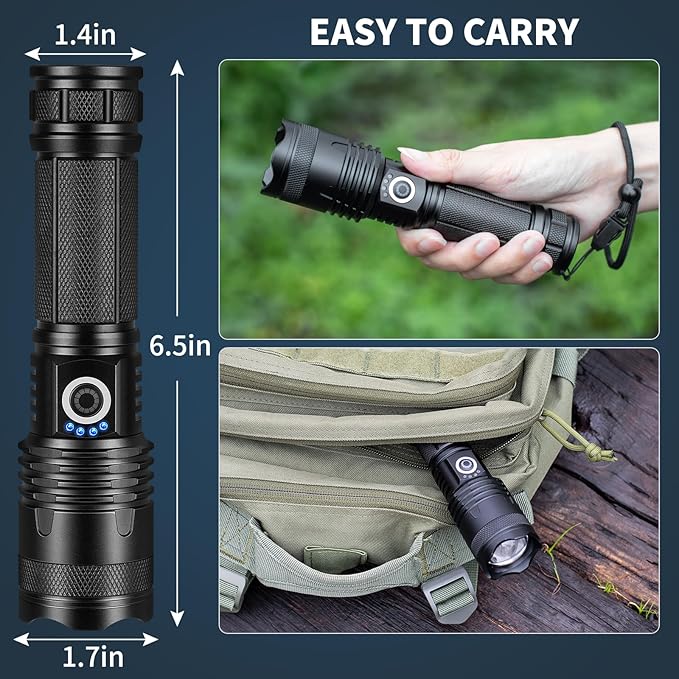 Rechargeable Led Flashlights high lumens, 2 Packs 990,000 Lumen Super Bright Flashlight with 5 Modes, Powerful Waterproof Flash Light for Home,Emergencies,Camping