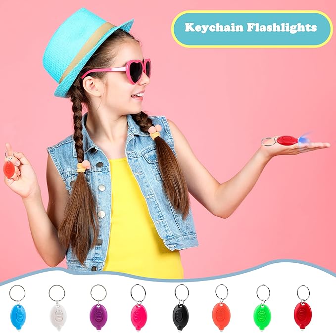 24 Pack Mini Led Flashlight Keychain Portable Ultra Bright Small Flashlight Key Ring for Outdoor Night Activities and Emergency Lighting (Color Set 1)