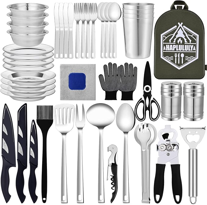Camping Essentials Camping Accessories Gear Must Haves Camper Tent Camping Kitchen Rv Cooking Set Camping Cooking Utensils Set Supplies Gadgets Outdoor Stove Portable Picnic Gifts BBQ Stuff