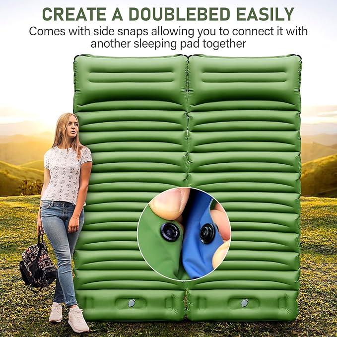Sleeping Pad for Camping, Ultralight Inflatable Sleeping Mat with Built-in Foot Pump & Pillow, Compact Camping Air Mattress for Backpacking, Hiking, Traveling, Tent