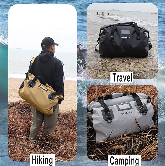 Waterproof Duffel Bag 50L Dry Duffle Bag Heavy Duty Large drybag,Durable Straps And Handles,Large And Big Space,Heat Seal Finishing For Camping,Kayaking,Rafting,Boating,Travel (Khaki)
