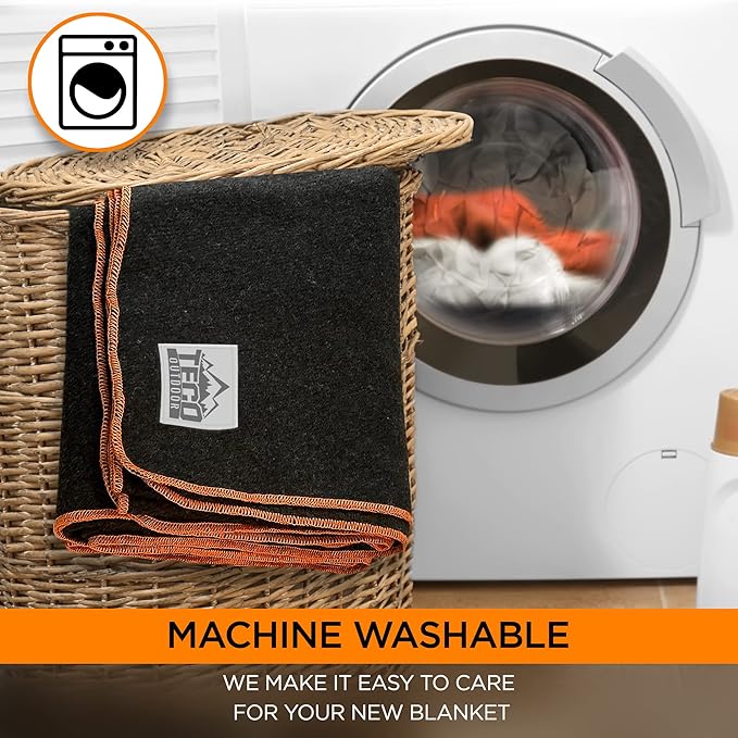 Large Military Wool Blanket by Teco Outdoor- Warm & Thick Emergency Survival Blanket Great for Camping, Outdoors, Sports Events- Washable First-Aid Fire Retardant Throw Blanket- 4.5 lbs, 64" x 88"