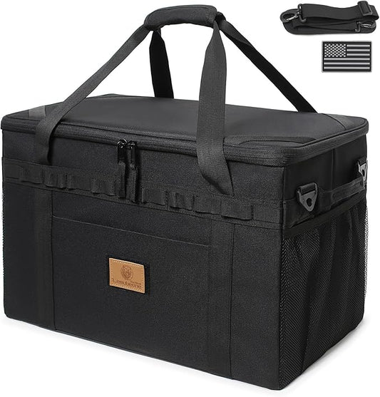 Tactical Camping Storage Bag Utility Tote Bag Camping Kitchen Organizer with Axe Holder & Shoulder Strap