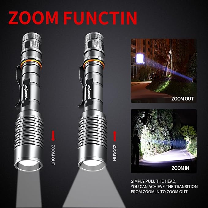 Led Flashlight, Universal 18650 Battery Charger Set Super Bright Waterproof Handheld Flashlight for Outdoor, Emergency, Camping (4-Pcs 18650 Rechargeable Battery)