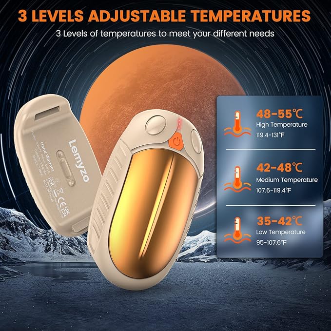 Hand Warmers Rechargeable 2 Pack, Portable Electric Handwarmers, 12Hrs Long Lasting Warm, Reusable Pocket Warmers for Outdoor, Golf, Hunting, Skiing, Camping, Great Gifts for Women Men Kids