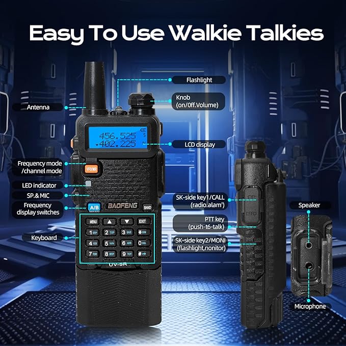 BAOFENG UV-5R 8W Ham Radio Handheld Long Range with 3800mAh Type-C Charging Port Battery, UV5R Rechargeable Handheld Walkie Talkie, Dual Band Two Way Radio for Adults (2 Pack)