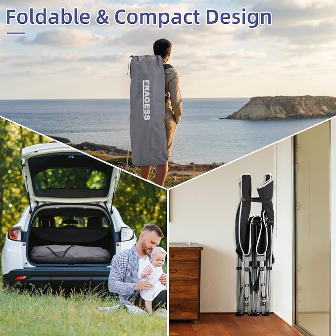 Portable Camping Cot, Sleeping Cot for Adult, 28" Extra Wide Heavy Duty Folding Cot with Thick Mattress, Portable Camping Bed for Outdoor Camping/Office, Home Nap 2Pcs (Blue)