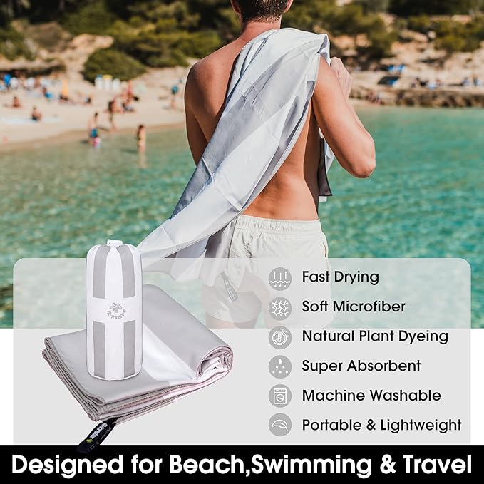 4Monster Microfiber Beach Towel Quick Dry,Super Absorbent Lightweight Travel Towel for Swimmers, Sand Free Camping Towel, Beach Towels for Pool, Swim, Water Sports,Yoga,Gym,Backpacking