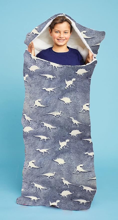 iscream 73" x 25" Faux Sherpa-Lined Plush Fleece Zippered Sleeping Bag - Fun & Games Collection