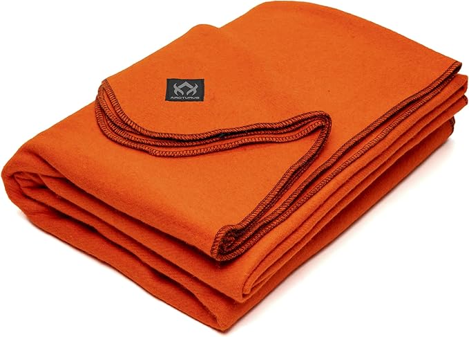 Arcturus Military Wool Blanket - Warm, Thick, Washable - Great for Outdoors, Camping, Stadium Blanket, Picnics, Travel - Car & Bushcraft Survival Kits, Large 64in x 88in 4.5 lb