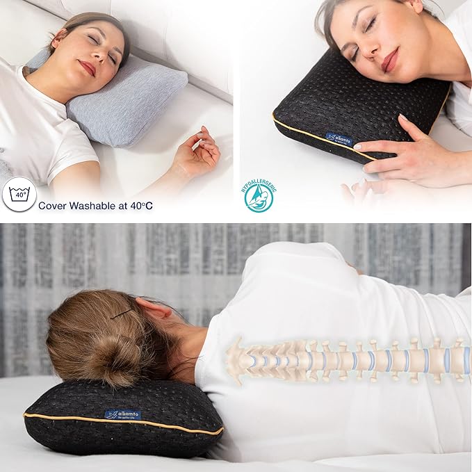 Travel & Camping Comfortable Memory Foam Pillow with Extra Cotton Cover – Easy to Carry Portable Bag