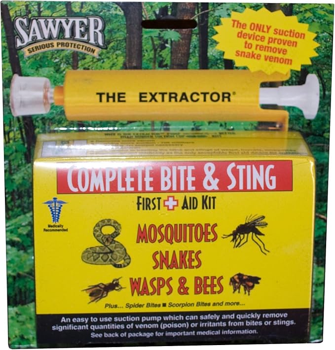 Sawyer Products Venom Extractor & Suction Pump Kit for Snake Bite, & Bee, Wasp, and Mosquito Stings, Yellow, One Size (B4)