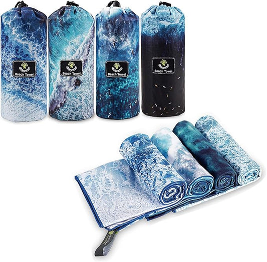 4Monster Microfiber Beach Towel Quick Dry,Super Absorbent Lightweight Travel Towel for Swimmers, Sand Free Camping Towel, Beach Towels for Pool, Swim, Water Sports,Yoga,Gym,Backpacking