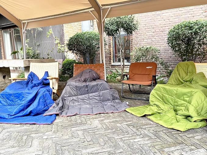 Camping Blanket, Puffy Waterproof Travel Blanket, Warm Cozy Picnic Blanket, for Outdoors, Travel, and Mountain.(Grey, 55" x 39")