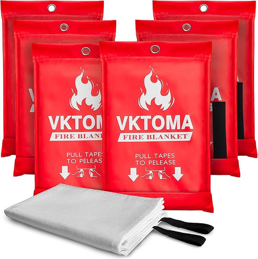 Fire Blankets Emergency for Home, Fire Blankets to Smother a Kitchen Fire, 40” x 40” Emergency Fire Blanket 6 Pack, Fiberglass Fire Blanket for Kitchen, Camping, Car, Picnic, Fireplace